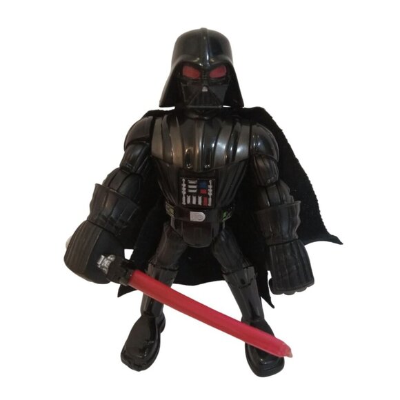 Mattel Darth Vader Action Figure Black Red Light Saber Moveable Limbs Cape 6 In. - Picture 1 of 4